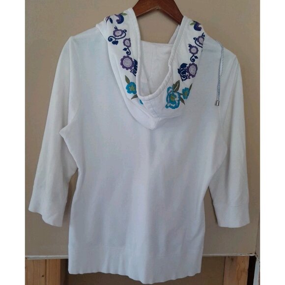 International Concepts Size Large Embroidered Boho Hippie 60s Zip Hooded Jacket - Picture 2 of 8